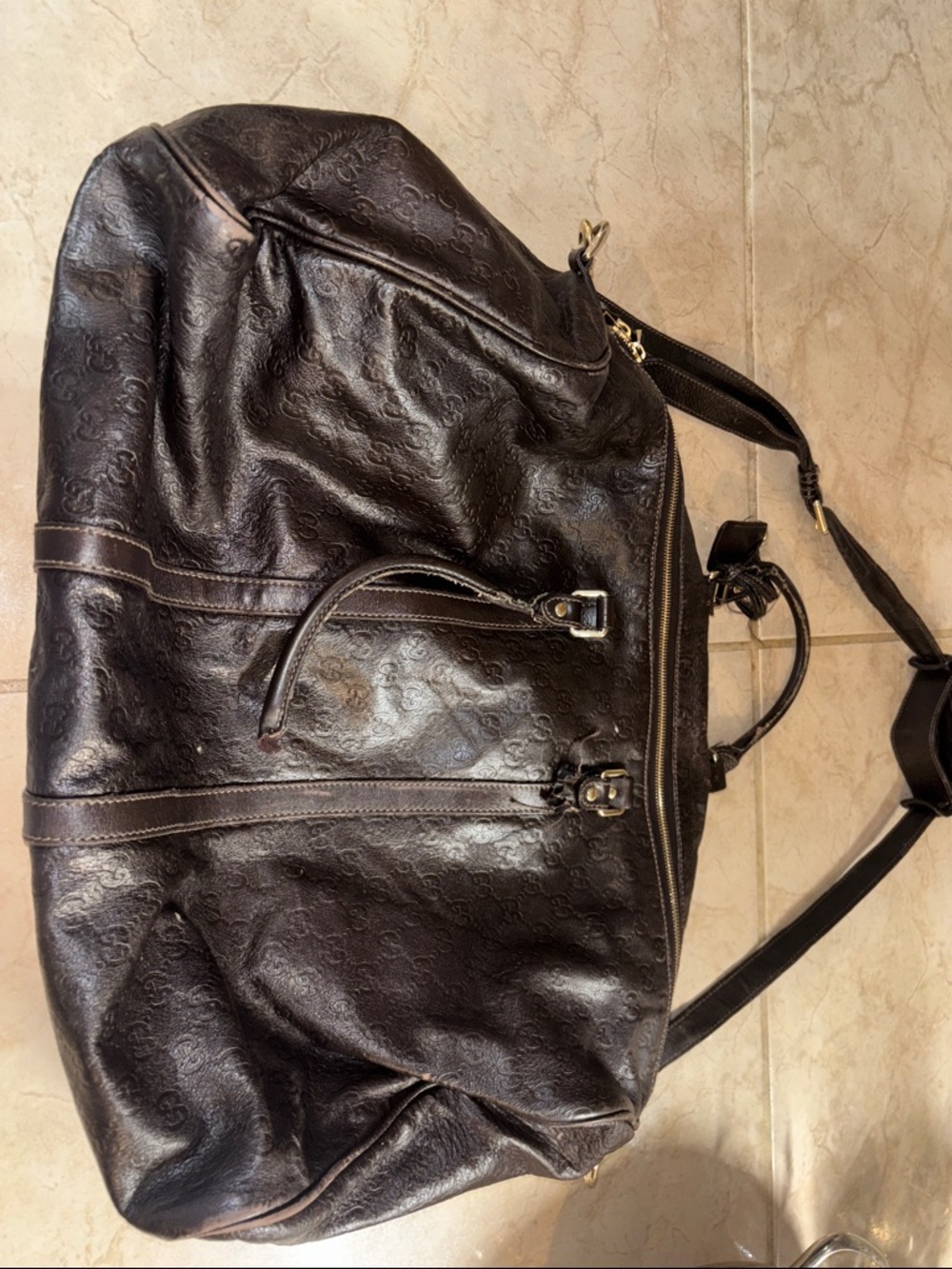 Gucci Leather Weekender Bag - Brown USED